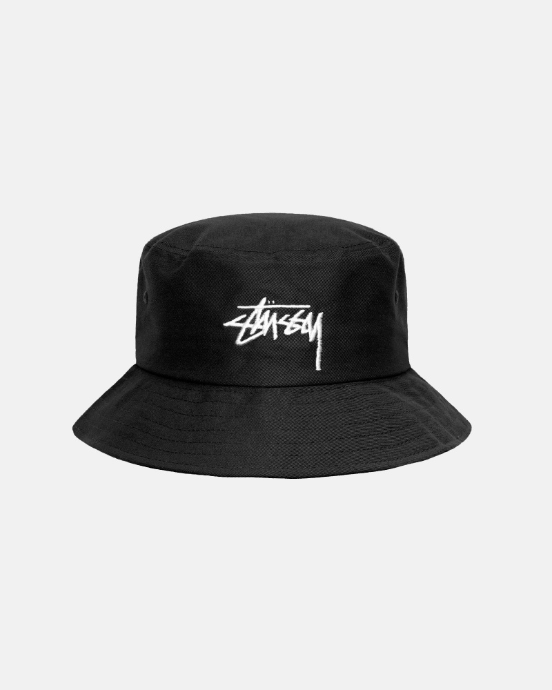 Black Stüssy Big Stock Bucket Hat | TMYX-09714