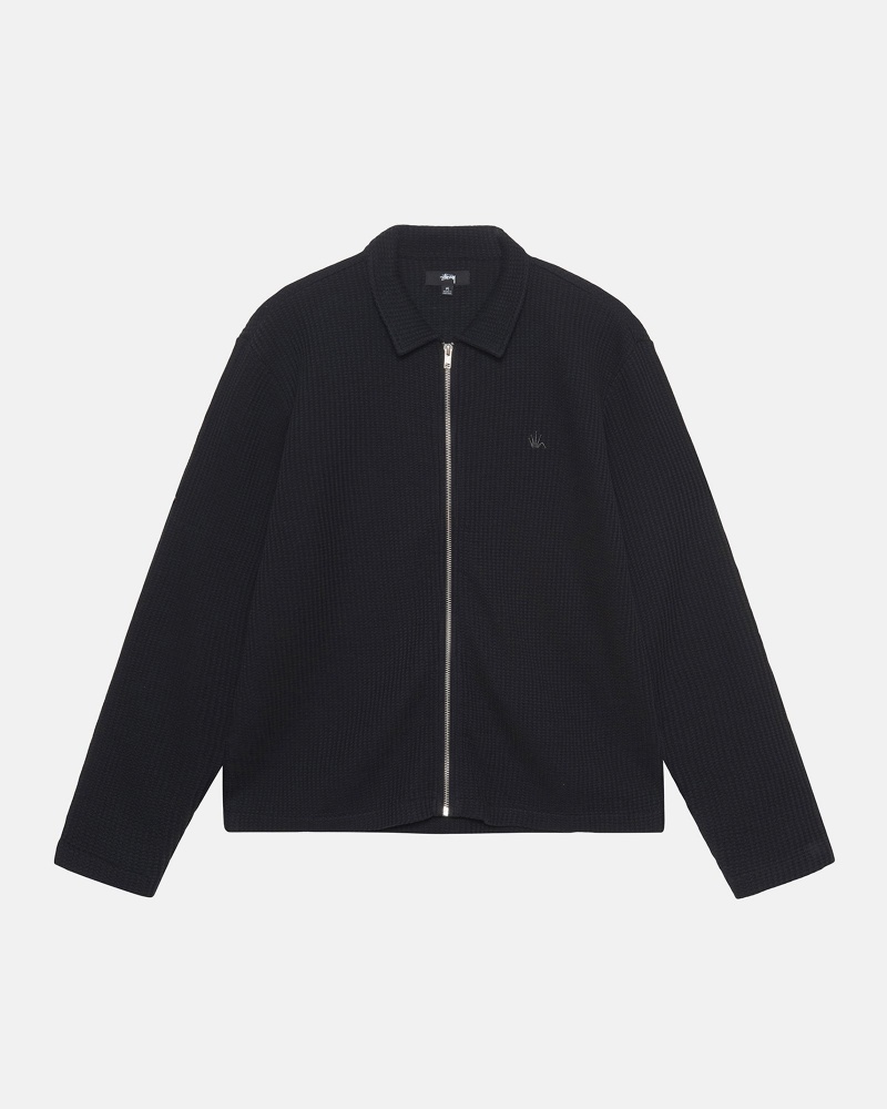 Black Stüssy Big Thermal Zip Shirt | HDNE3-7241