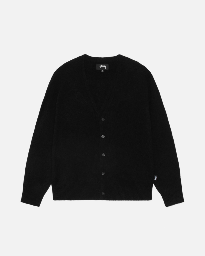 Black Stüssy Brushed Cardigan | LFEJ-51703