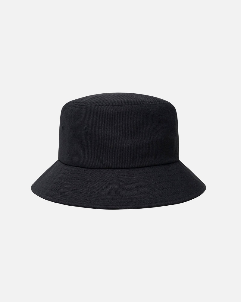 Black Stüssy Bucket Hat Big Stock | YHKJ-23670