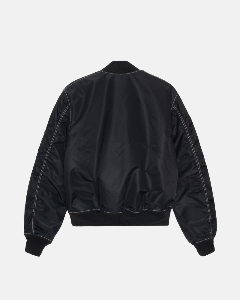 Black Stüssy Built Reversible Bomber Jacket | THFQ1-4290