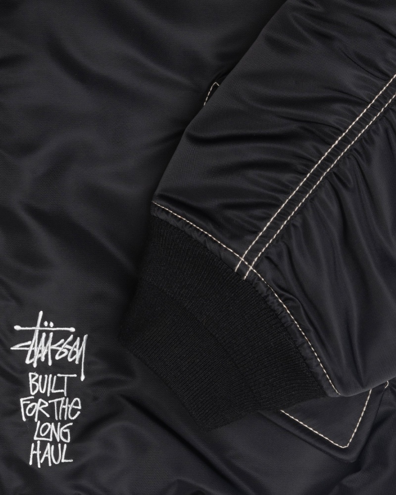 Black Stüssy Built Reversible Bomber Jacket | THFQ1-4290