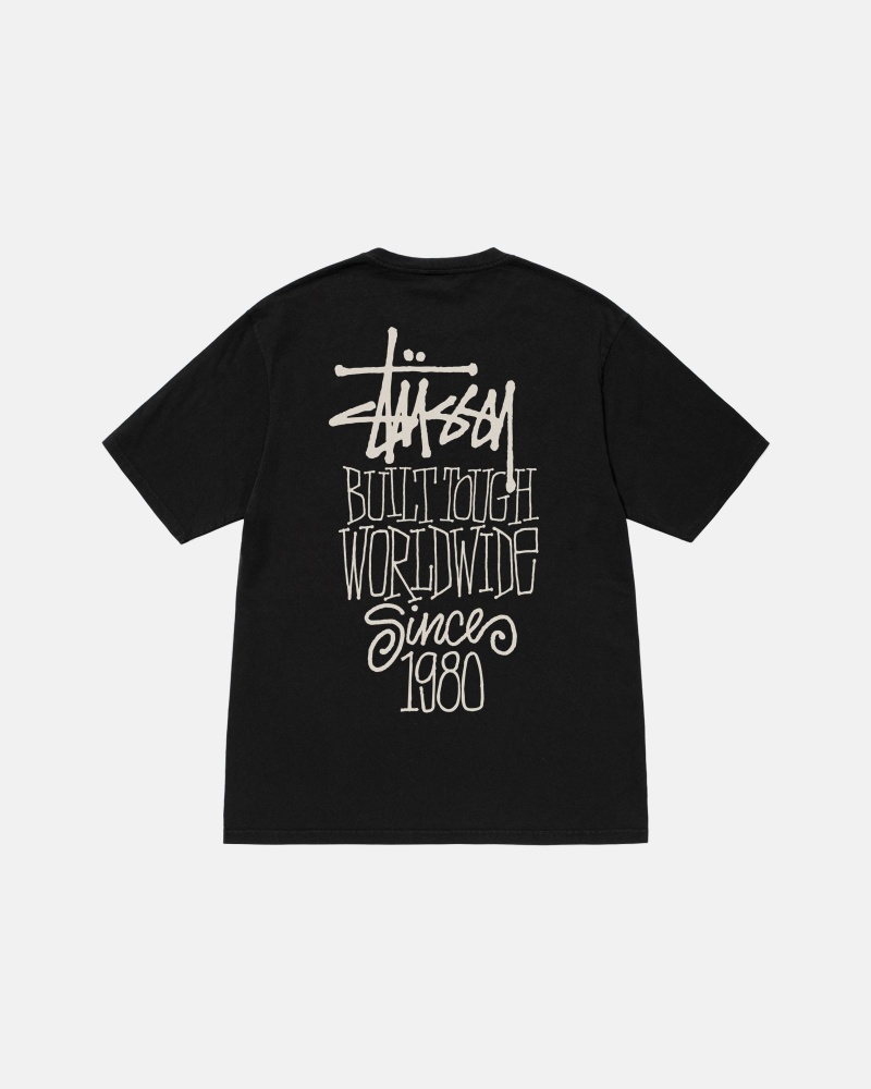 Black Stüssy Built Tough Tee Pigment Dyed | GOHP-42907