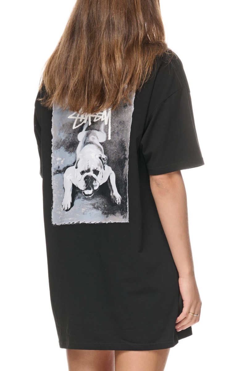 Black Stüssy Bulldog Tee Dress | HMXLTV-621