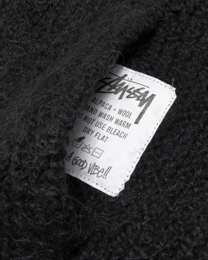 Black Stüssy Chunky Knit Zip Hoodie | GAMC-74185