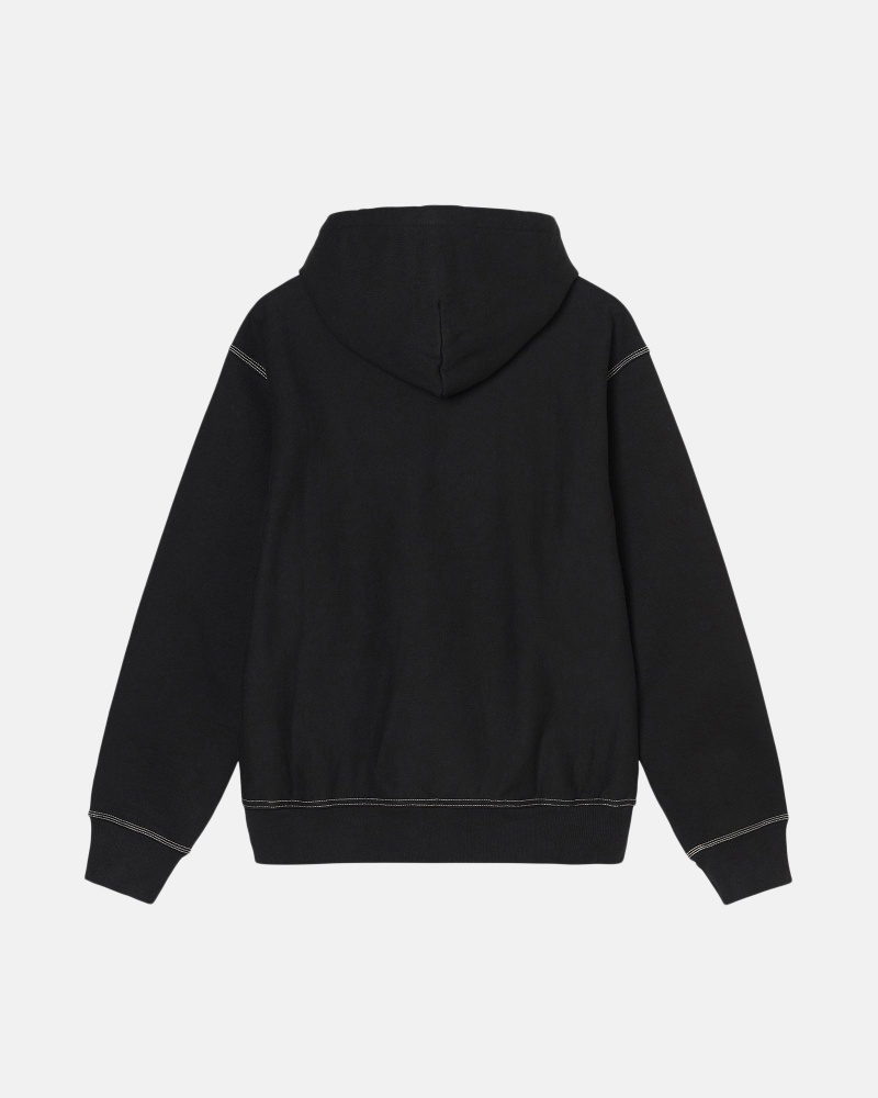 Black Stüssy Contrast Stitch Label Hoodie | XRJT2-8603