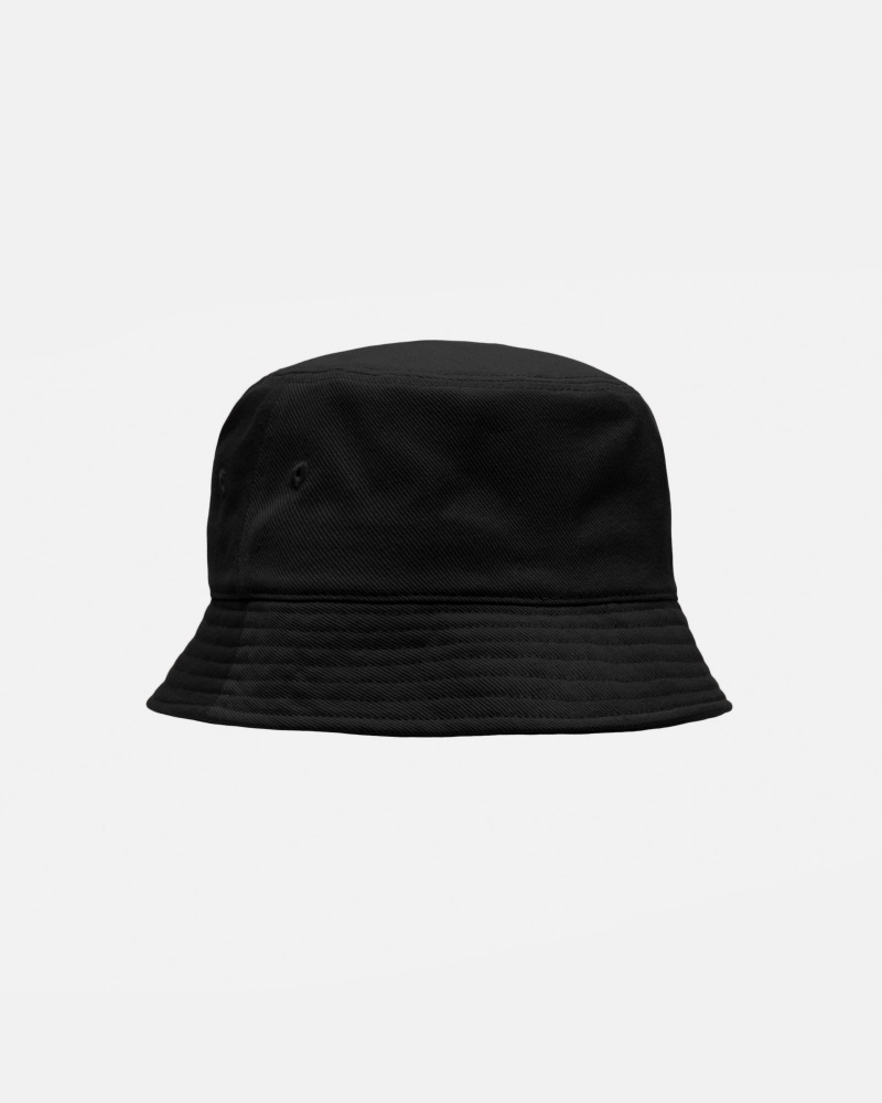 Black Stüssy Deep Bucket Hat SS Link | YXFL8-5194