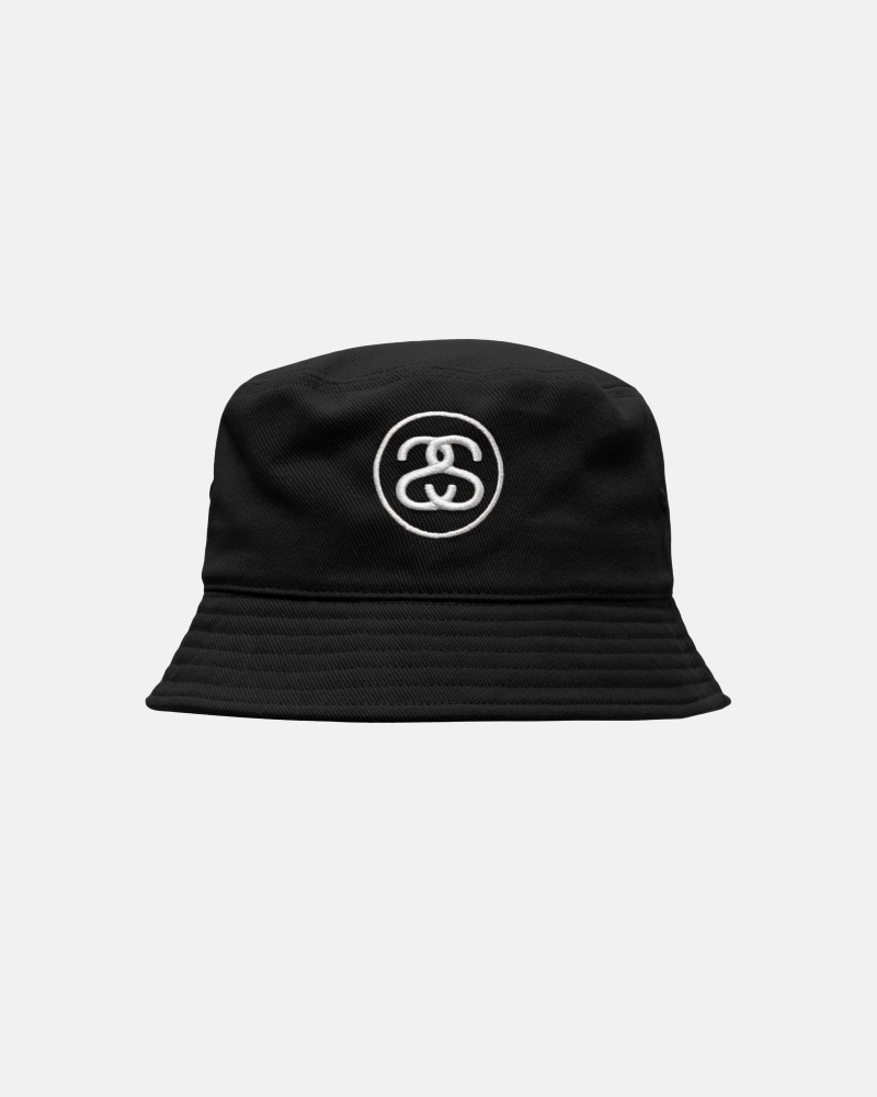 Black Stüssy Deep Bucket Hat SS Link | YXFL8-5194