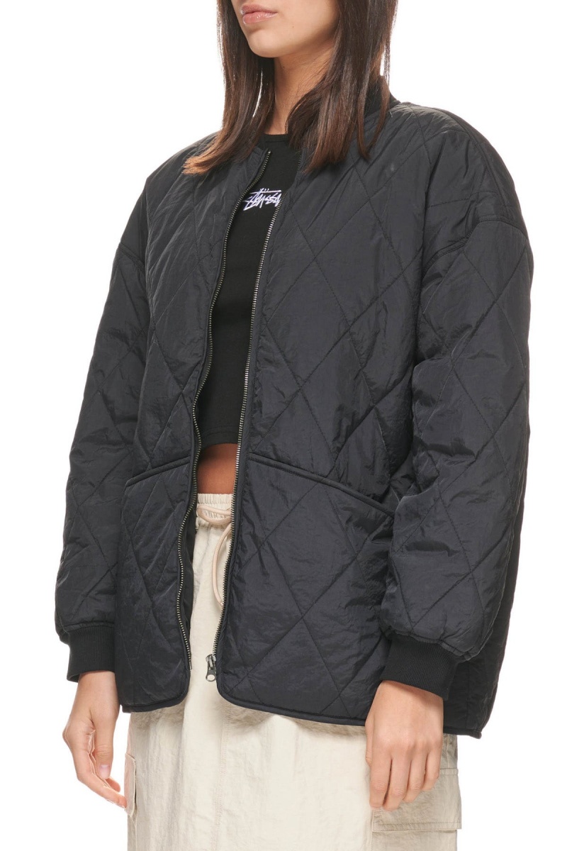 Black Stüssy Dice Quilted Jacket | VCHGRO-130