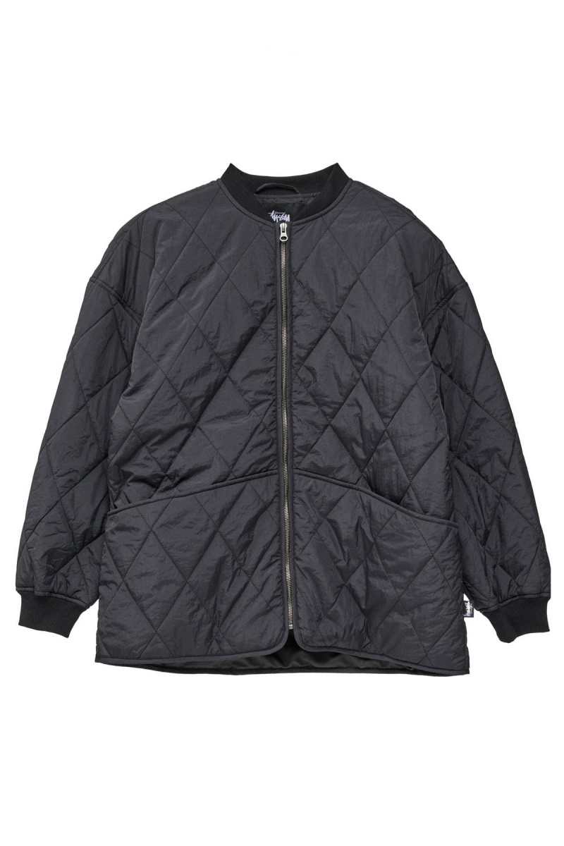 Black Stüssy Dice Quilted Jacket | VCHGRO-130