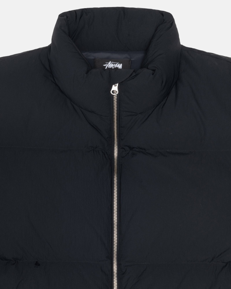 Black Stüssy Down Puffer Nylon | XWRU4-0619