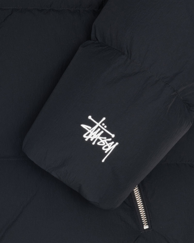 Black Stüssy Down Puffer Nylon | XWRU4-0619