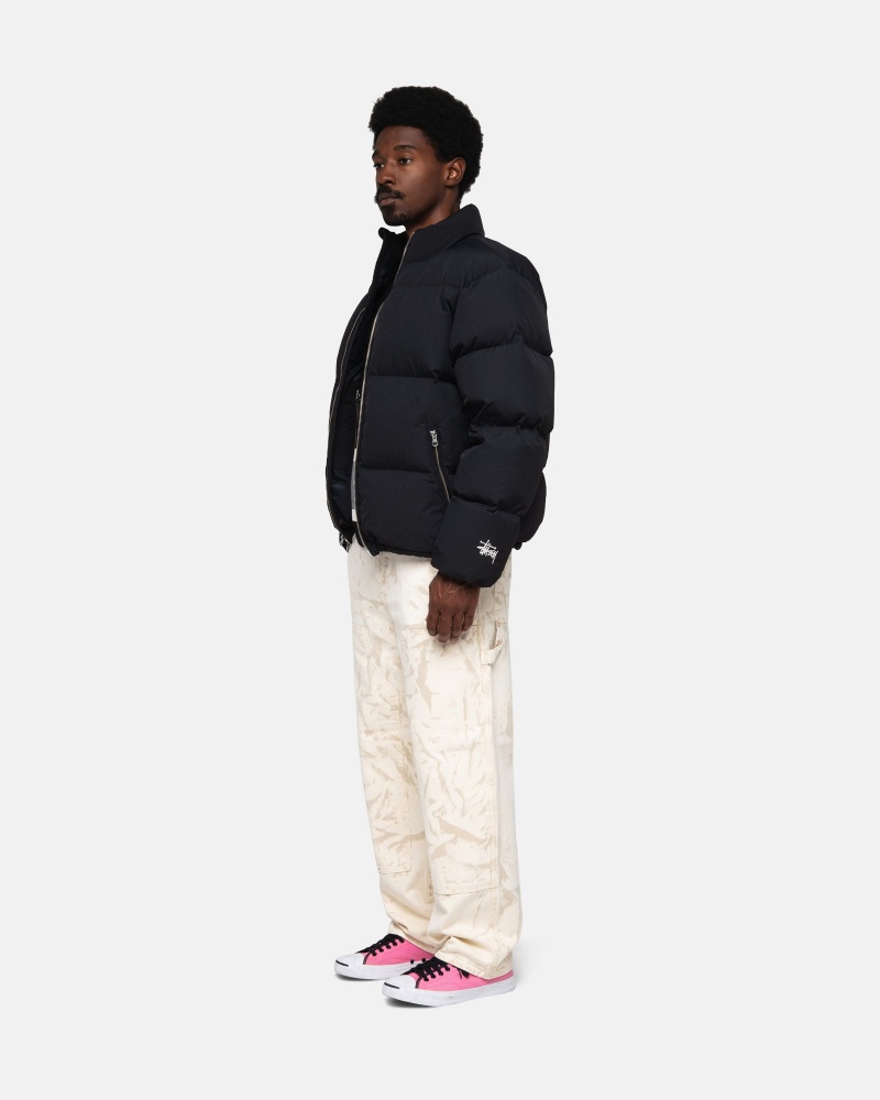 Black Stüssy Down Puffer Nylon | XWRU4-0619