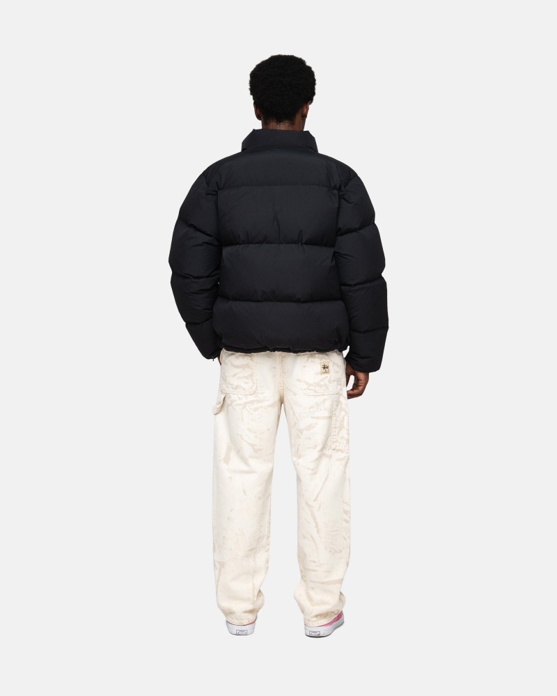 Black Stüssy Down Puffer Nylon | XWRU4-0619