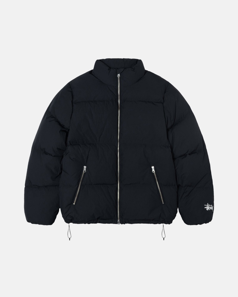 Black Stüssy Down Puffer Nylon | XWRU4-0619