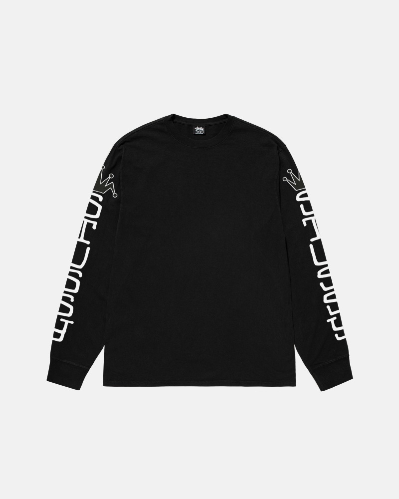 Black Stüssy Jumbo LS Tee Pigment Dyed | CNZU-78042