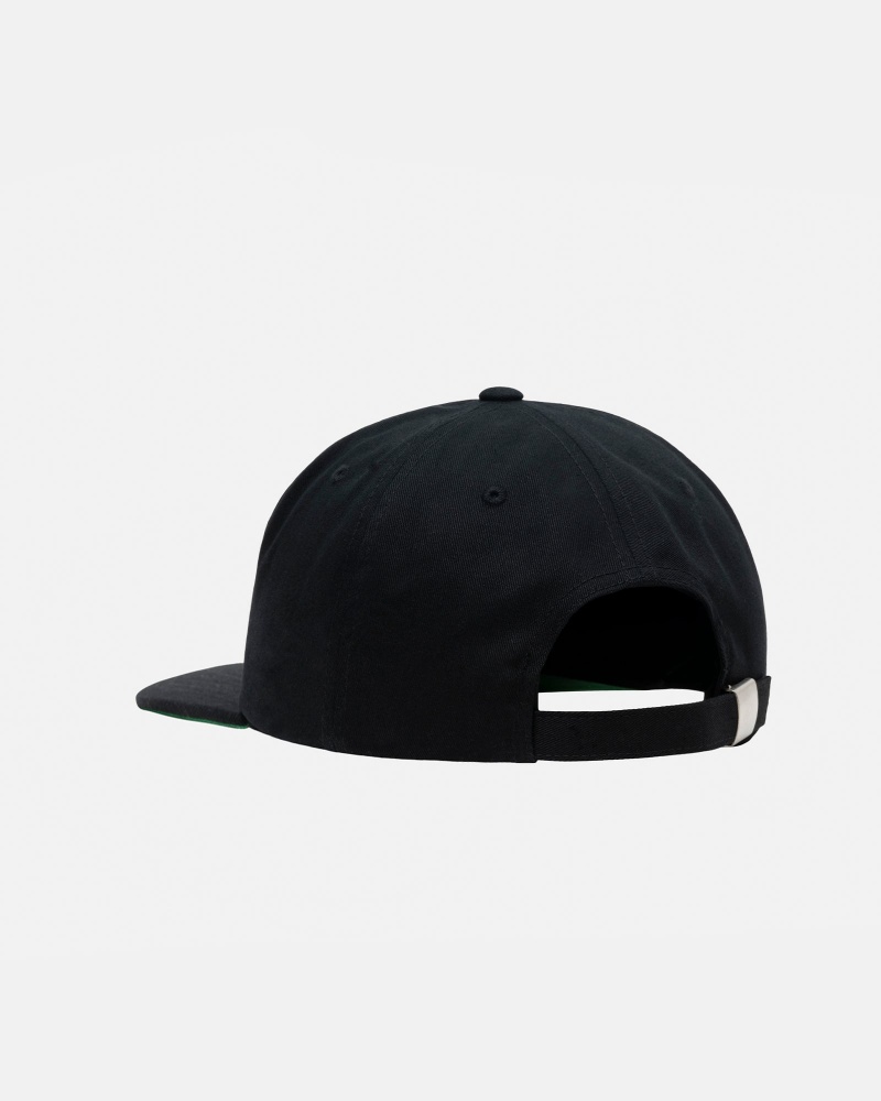 Black Stüssy Mid-Depth Basic Star Strapback | WCNE6-2947