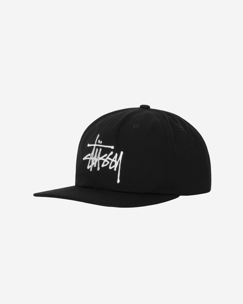 Black Stüssy Mid-Depth Basic Strapback | TCWD-94127