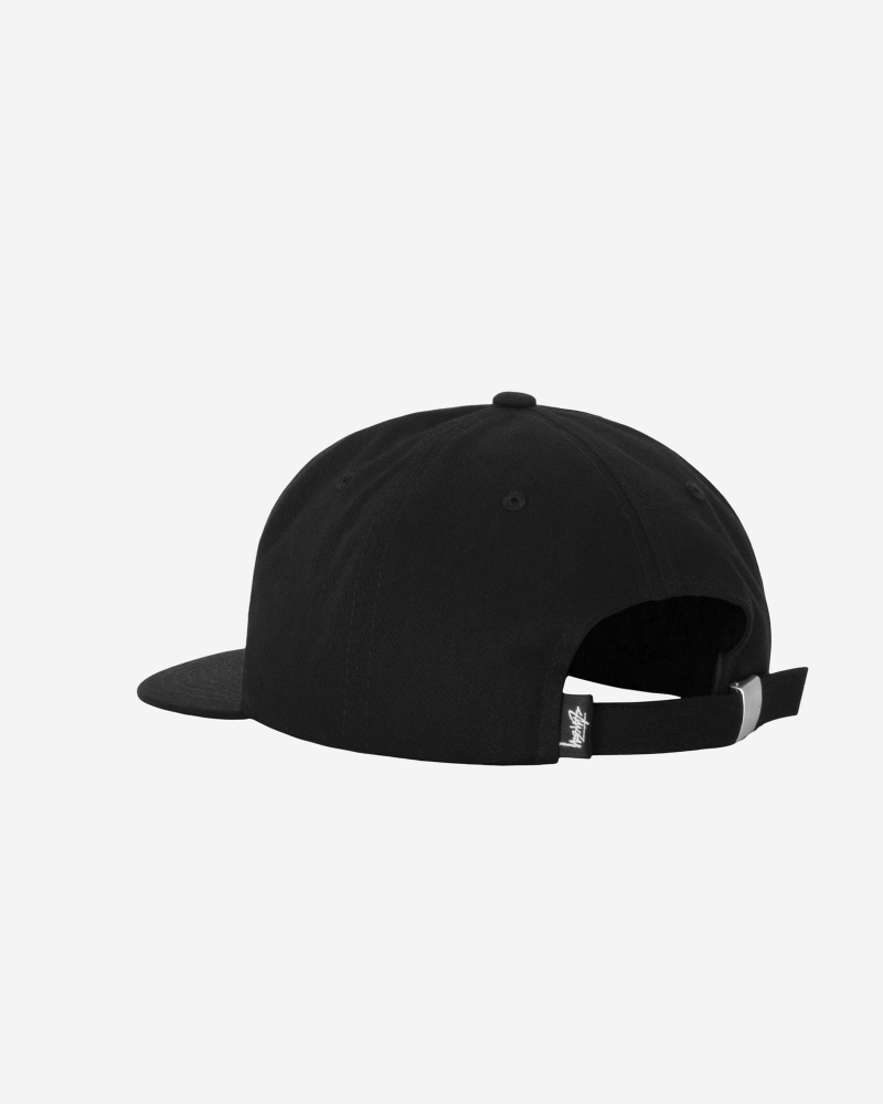 Black Stüssy Mid-Depth Basic Strapback | TCWD-94127