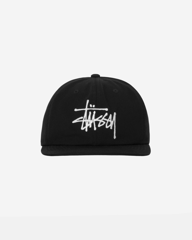 Black Stüssy Mid-Depth Basic Strapback | TCWD-94127