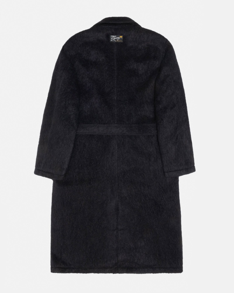 Black Stüssy Mohair Trench Coat | ELFV-96134