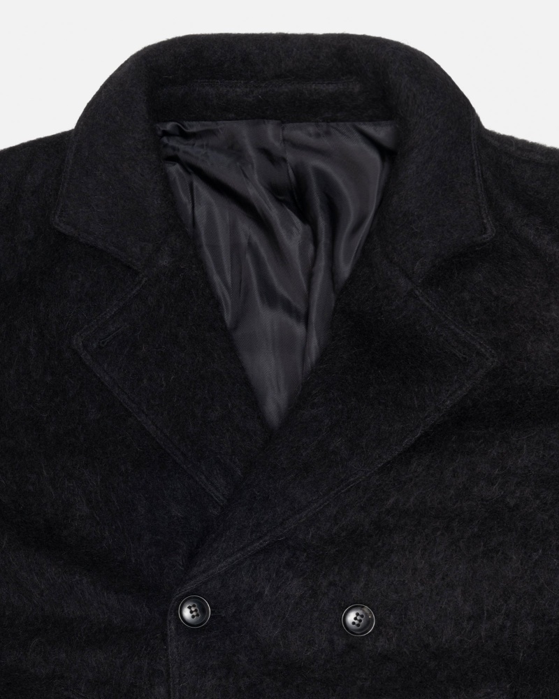 Black Stüssy Mohair Trench Coat | ELFV-96134