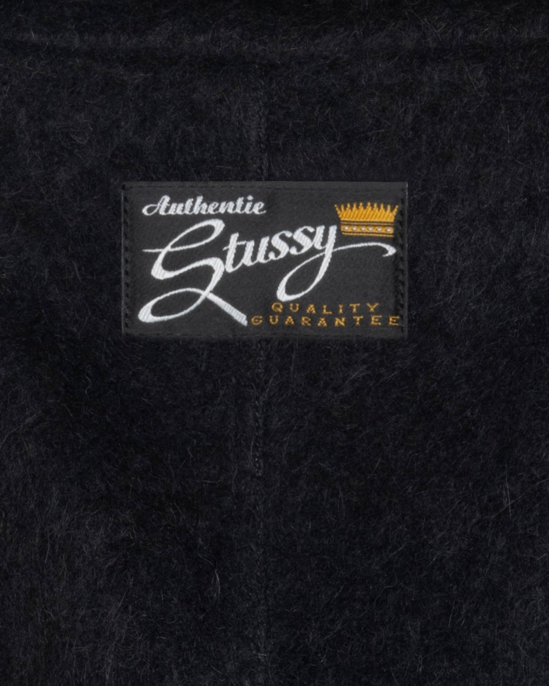 Black Stüssy Mohair Trench Coat | ELFV-96134