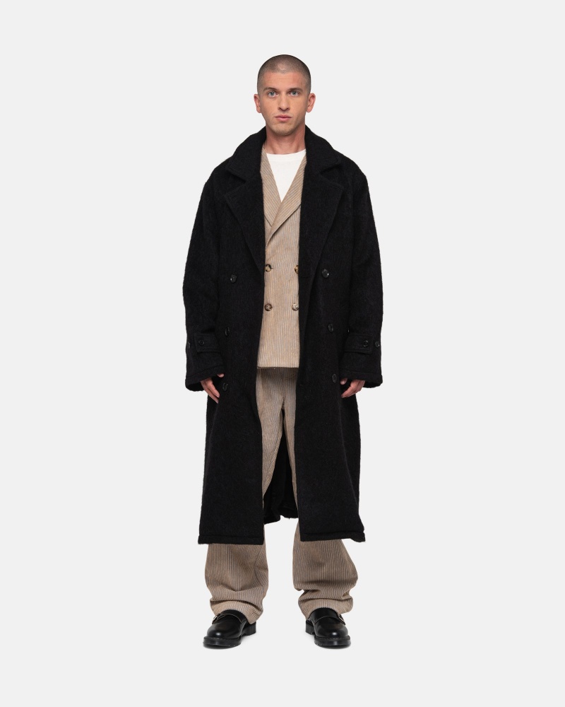 Black Stüssy Mohair Trench Coat | ELFV-96134