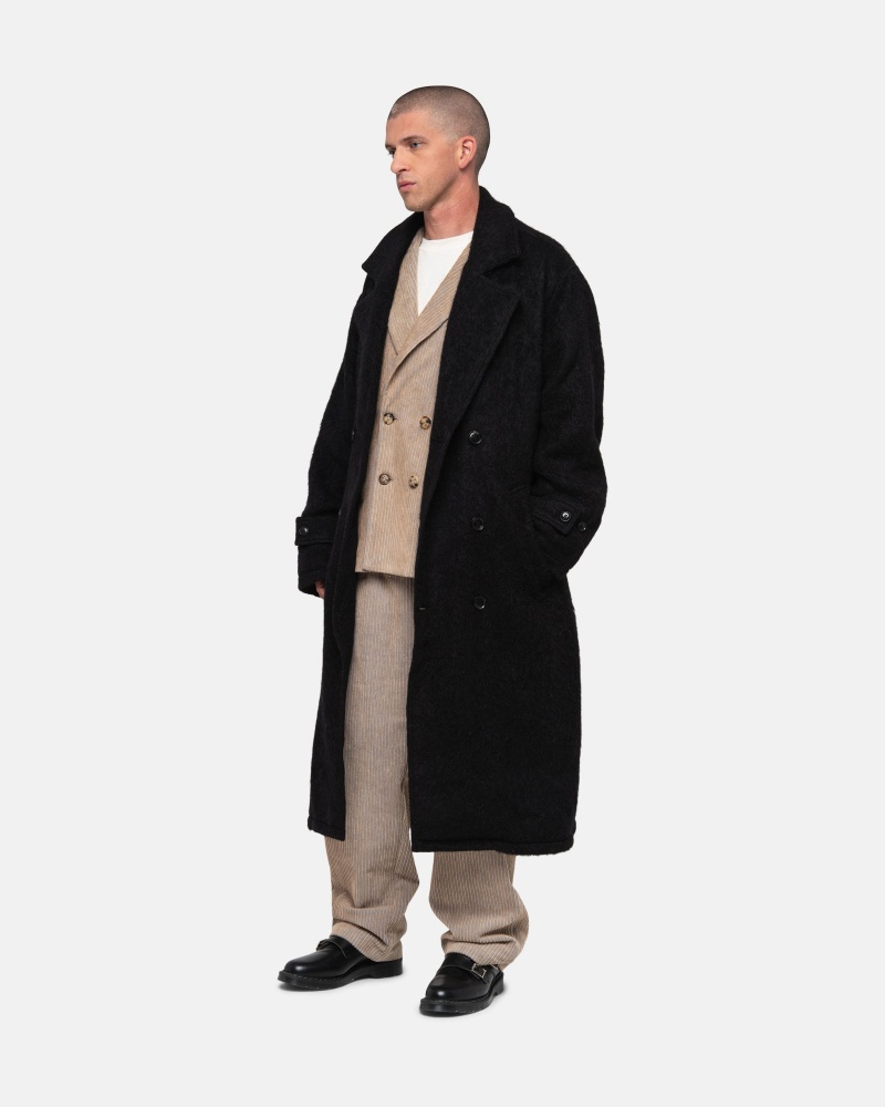 Black Stüssy Mohair Trench Coat | ELFV-96134