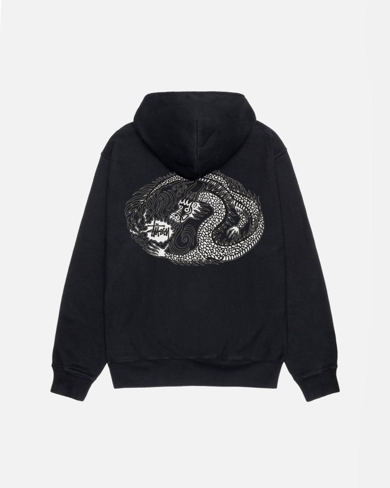 Black Stüssy Mosaic Dragon Hoodie Pigment Dyed | NFKP-61593