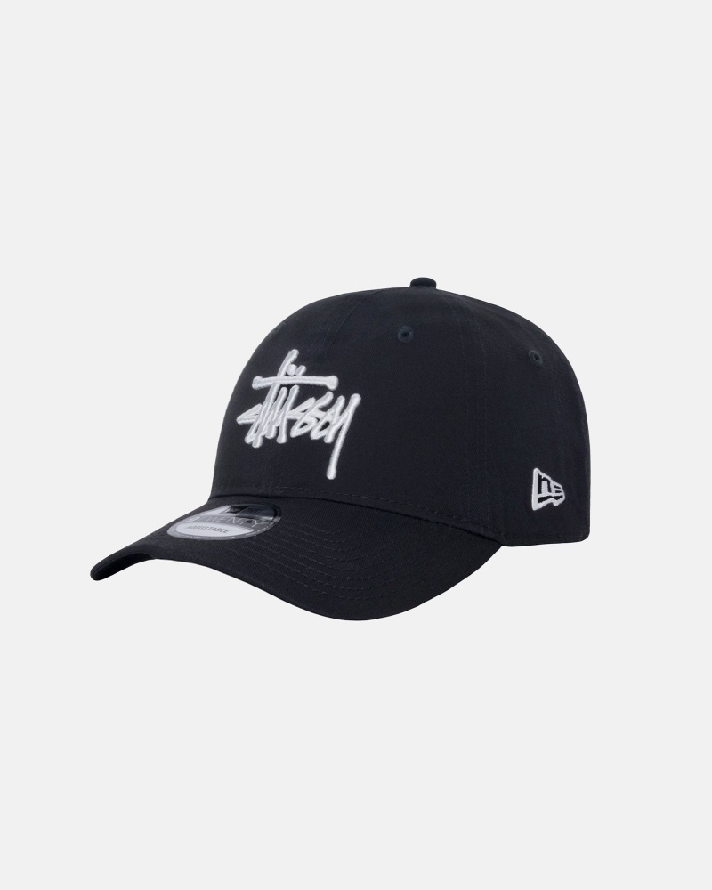 Black Stüssy New Era 9Twenty Basic Strapback | TWUL7-0593