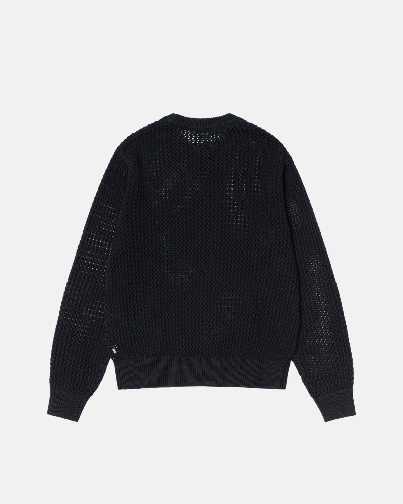 Black Stüssy Pigment Dyed Loose Gauge Knit Sweater | FBXL5-2809