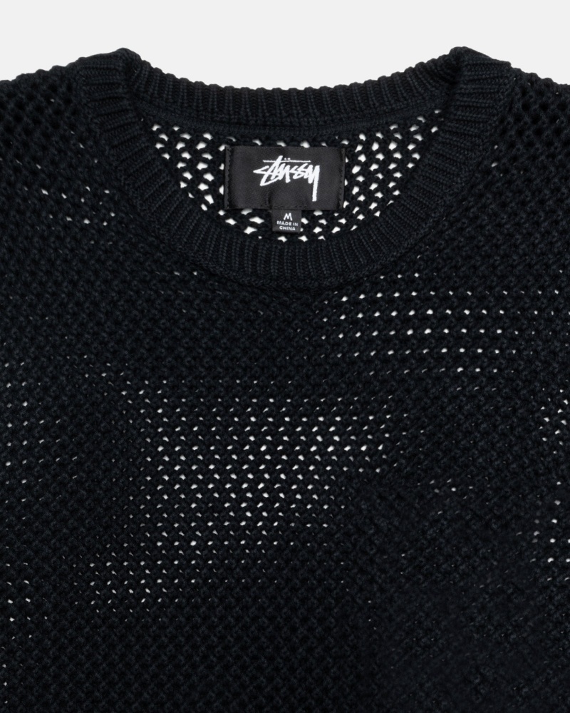 Black Stüssy Pigment Dyed Loose Gauge Knit Sweater | FBXL5-2809