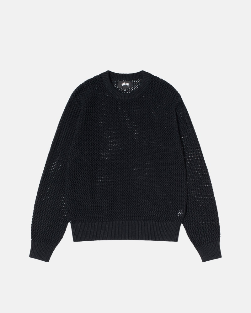 Black Stüssy Pigment Dyed Loose Gauge Knit Sweater | FBXL5-2809