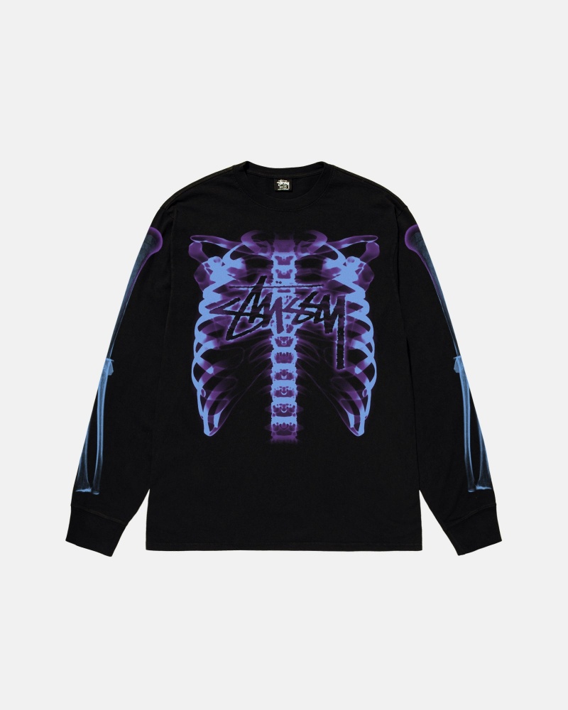 Black Stüssy Rib Cage 3M Ls Tee | LMPX-42160