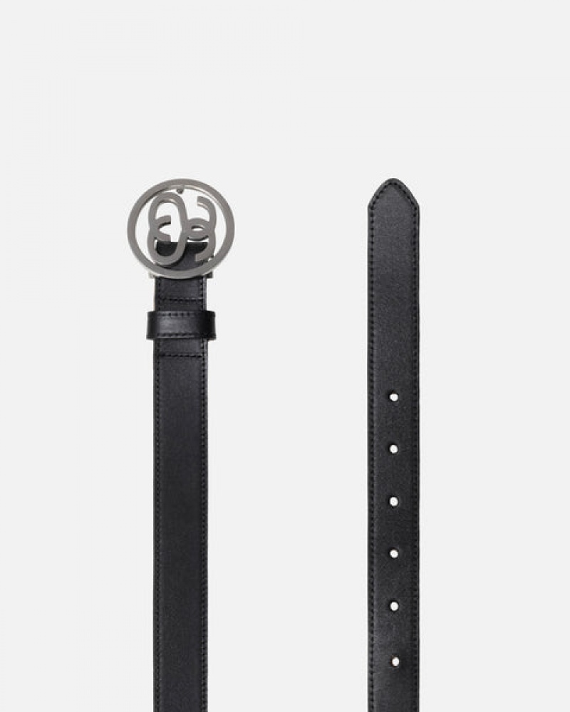 Black Stüssy SS-Link Buckle Belt | FfRd7-5103