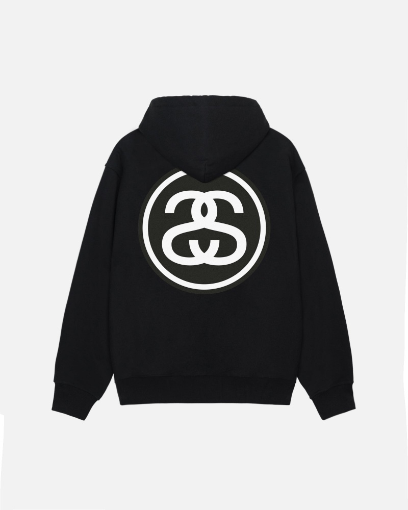 Black Stüssy SS-Link Zip Hoodie | BKLI7-9026