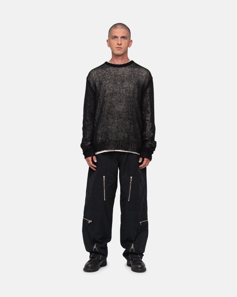 Black Stüssy S Loose Knit Sweater | HSAY2-9153