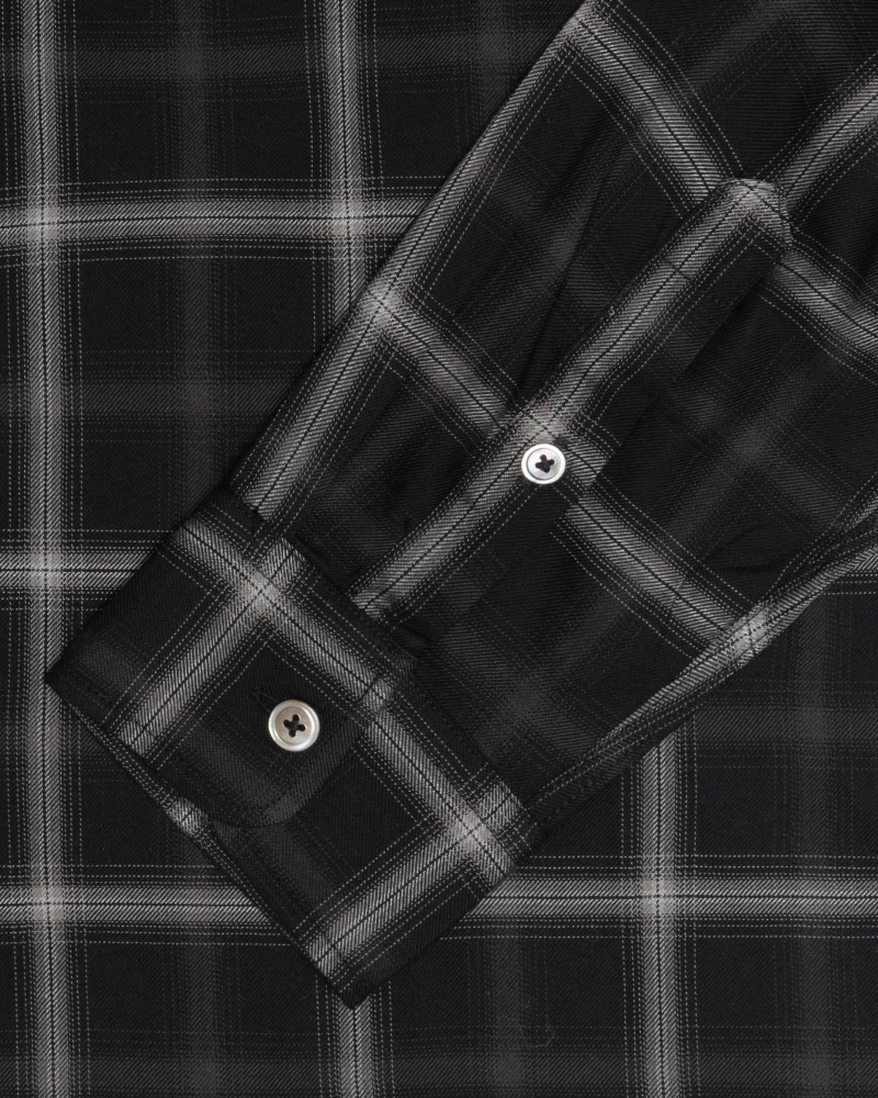 Black Stüssy Shadow Plaid Rayon Shirt | UQBO3-1524