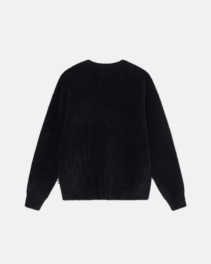 Black Stüssy Shaggy Cardigan | WBPS0-4128