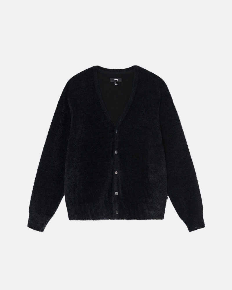 Black Stüssy Shaggy Cardigan | WBPS0-4128