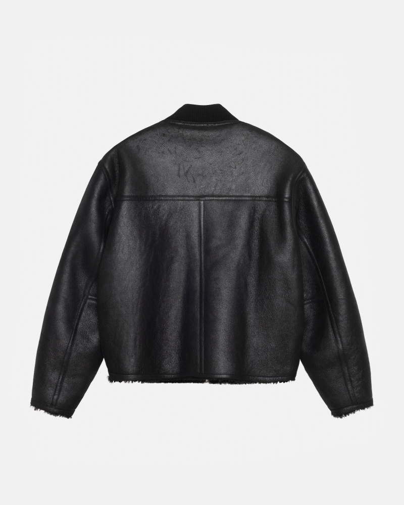 Black Stüssy Shearling Reversible Bomber | OVQI6-0594