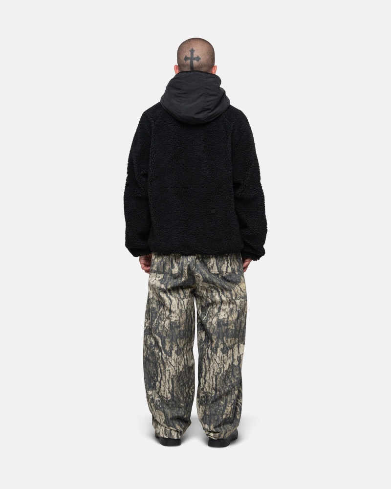 Black Stüssy Sherpa Paneled Hooded Jacket | KBDU9-5768