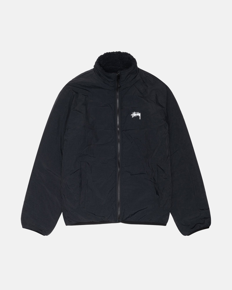 Black Stüssy Sherpa Reversible Jacket | KUCR4-6872