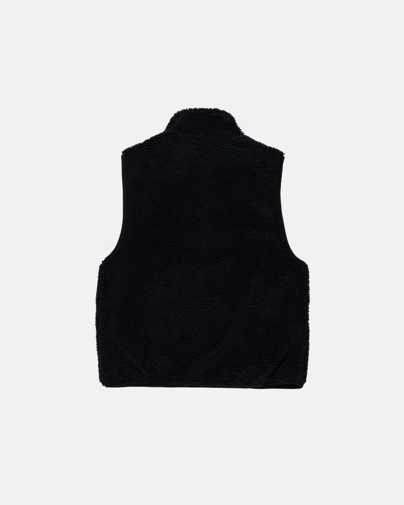 Black Stüssy Sherpa Reversible Vest | ZXBF0-4953