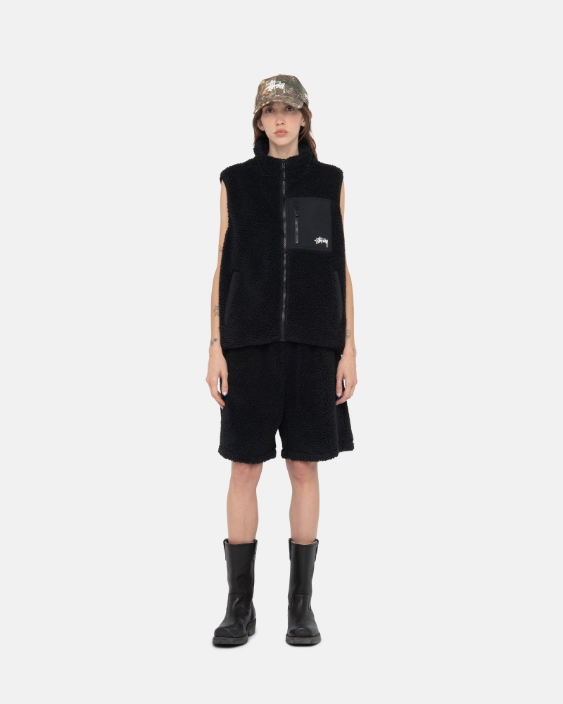 Black Stüssy Sherpa Short | HEID3-5127