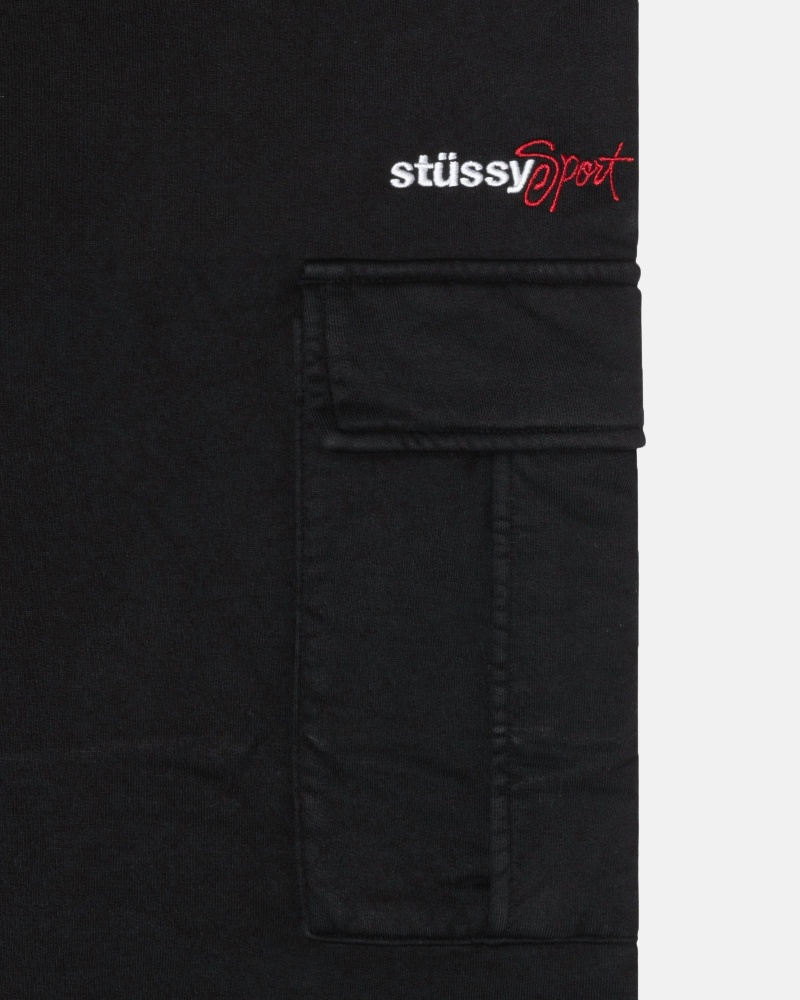 Black Stüssy Sport Cargo Fleece Pant | TNEX5-1684