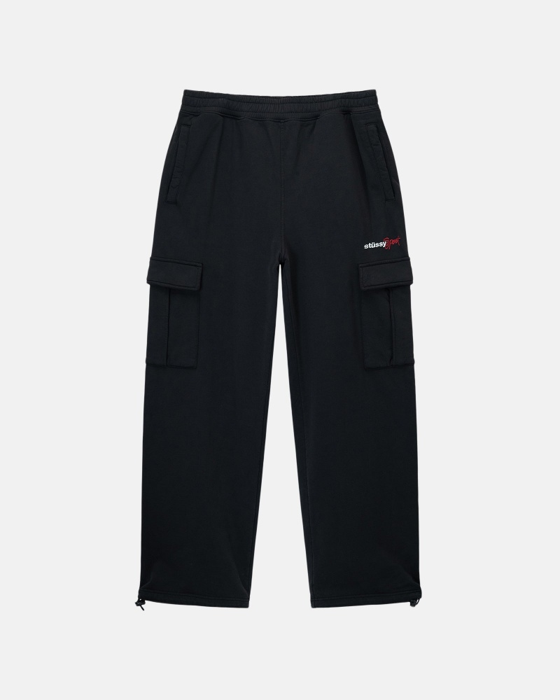 Black Stüssy Sport Cargo Fleece Pant | TNEX5-1684