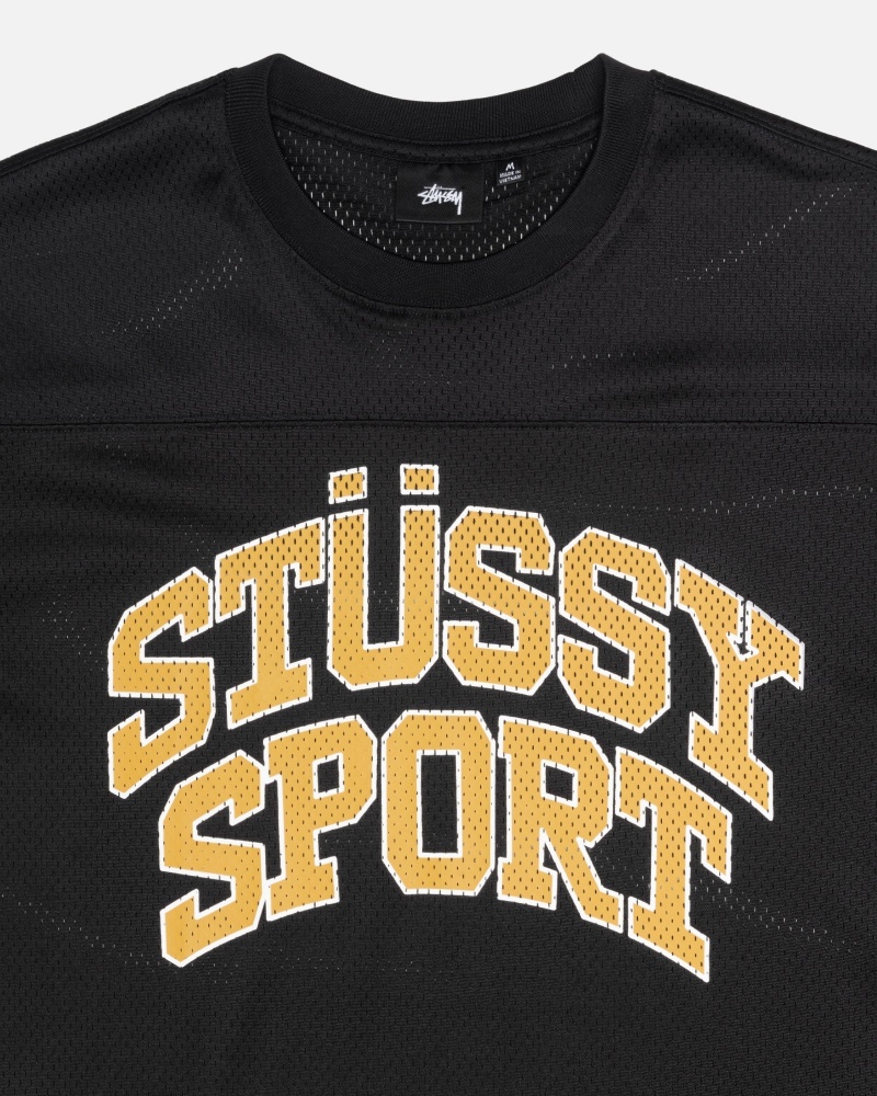 Black Stüssy Sport Mesh Football Jersey | XMBJ1-3569