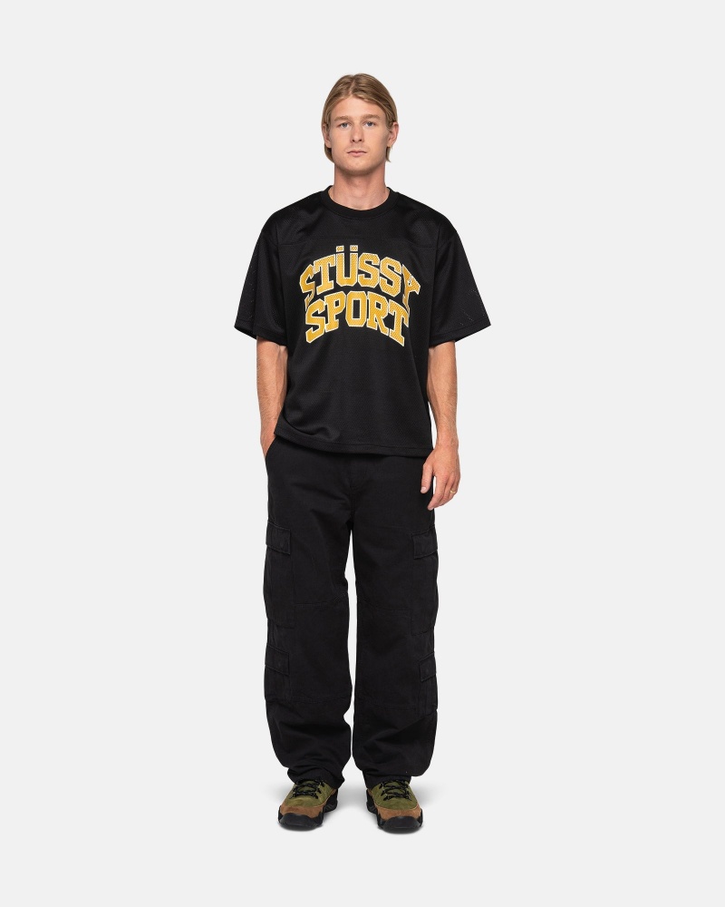 Black Stüssy Sport Mesh Football Jersey | XMBJ1-3569